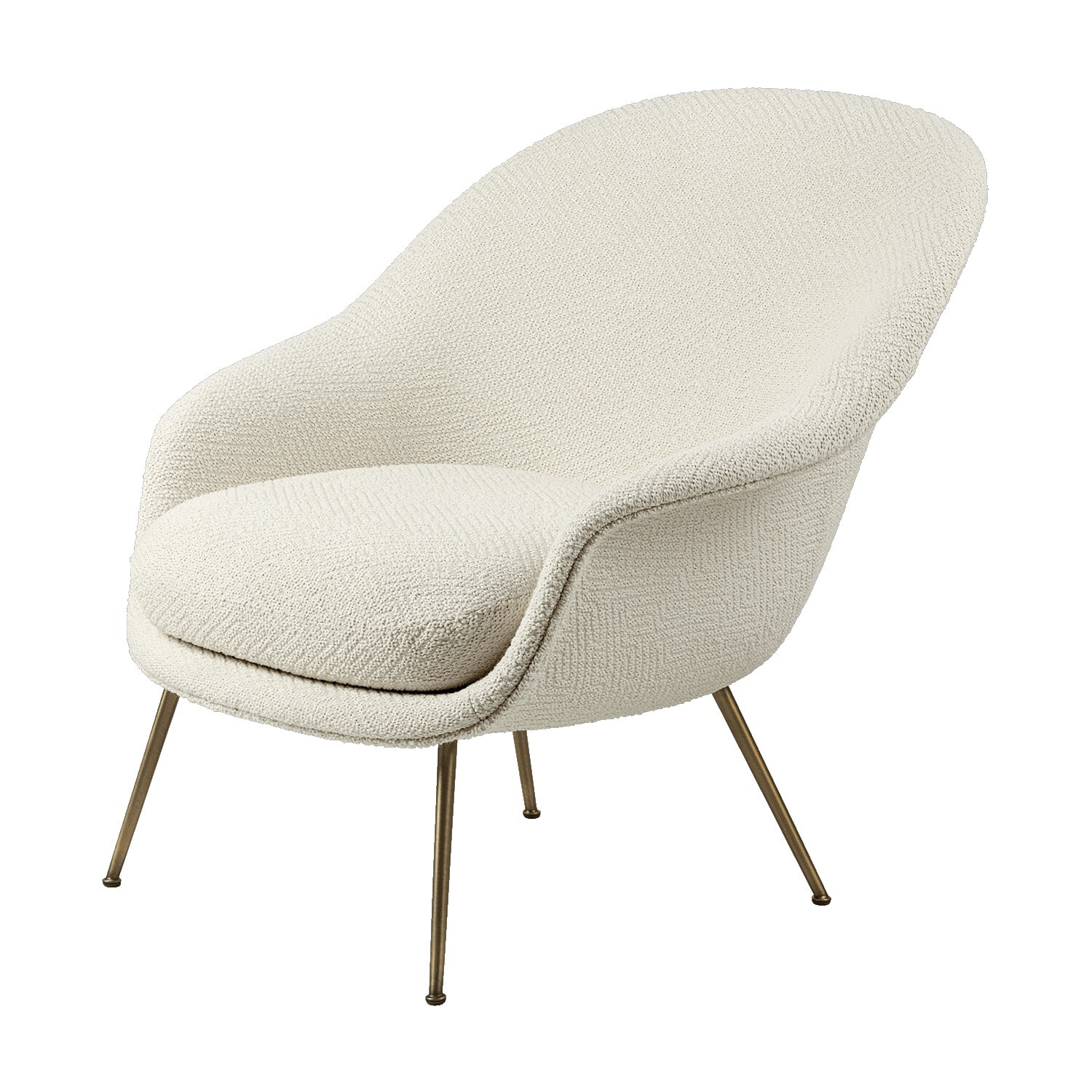 Bat Loungestol - Antique messing Conic stel/Dora Bouclé 001