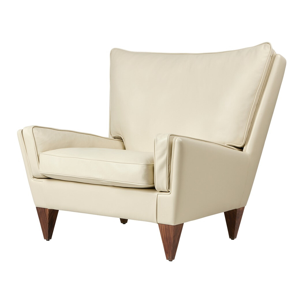 V11 Lænestol - Valnød/Smooth læder Cream