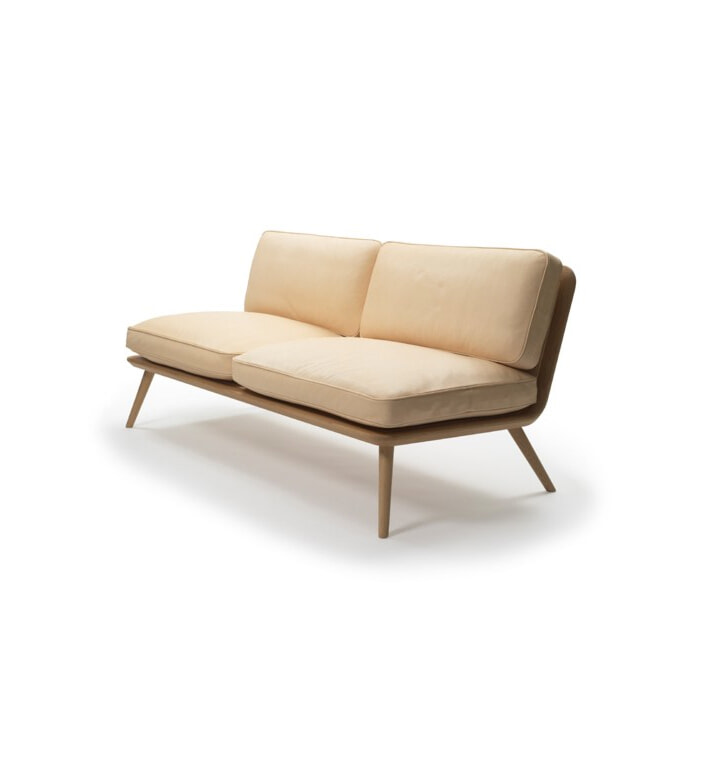 Spine Lounge 1712 - Eg lak - Natur læder