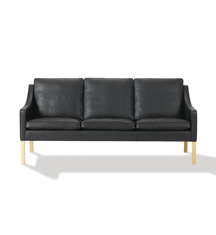Mogensen 2209 Sofa 3-pers. - Eg Sæbe/Sort Primo læder