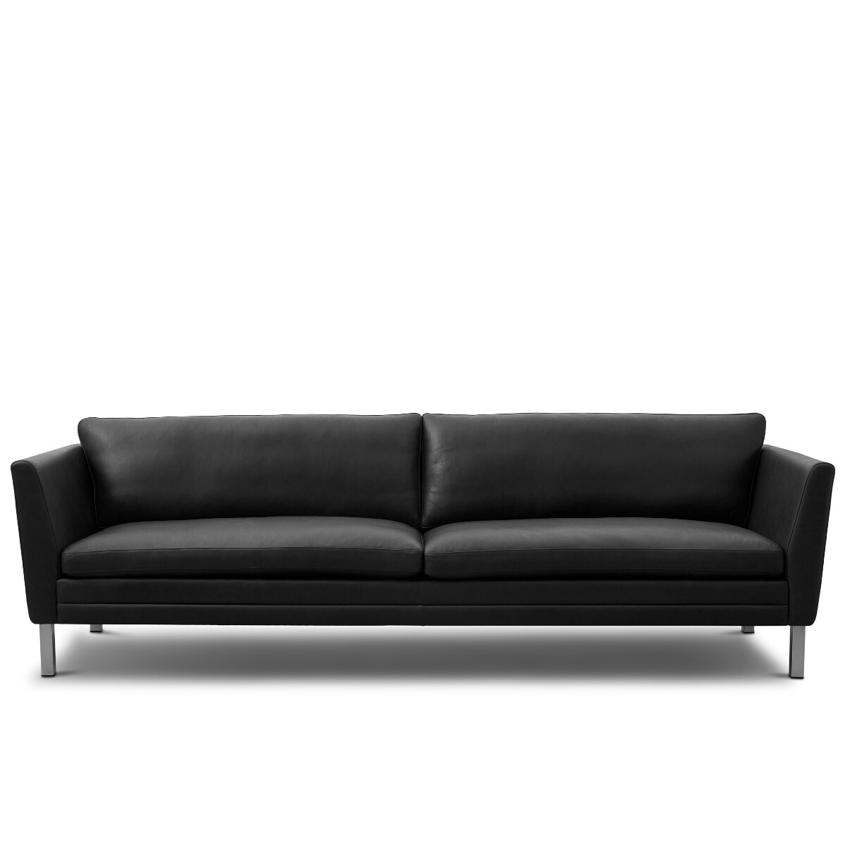 MH2301 Sofa 3-Pers. - Børstet stål/Sort Gefion læder