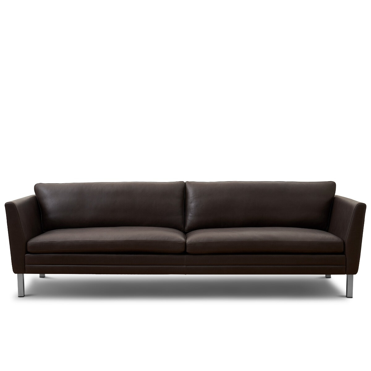 MH2301 Sofa 3-Pers. - Børstet stål/Mørkebrun Gefion læder