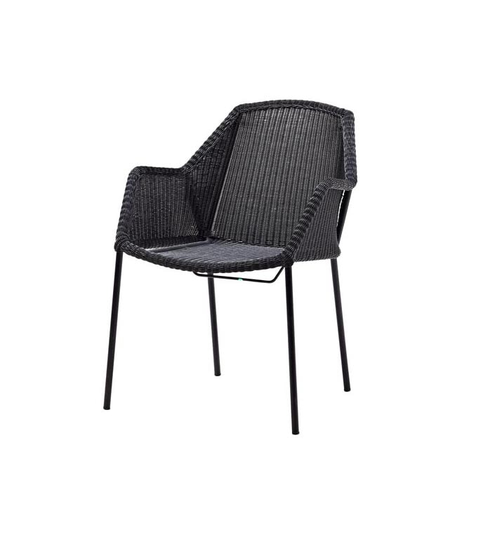 Breeze stol m/armlæn, stabelbar - Sort