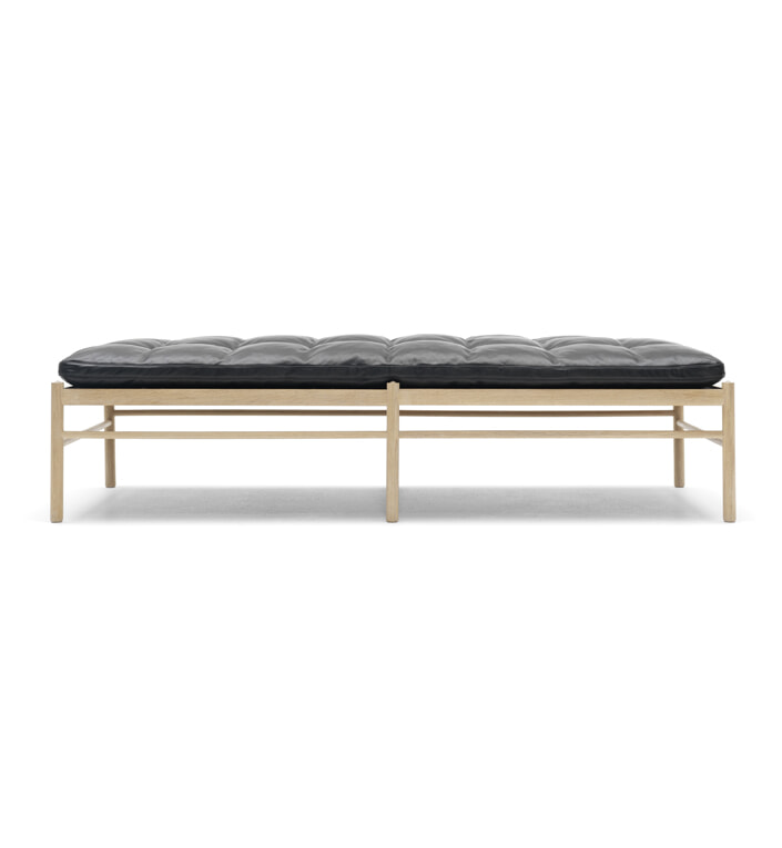 Daybed OW150 - Sæbebehandlet eg/Sort læder