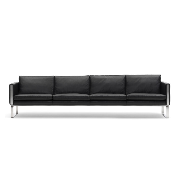 CH104 - 4 pers. Sofa - Sort Thor læder/Stålstel