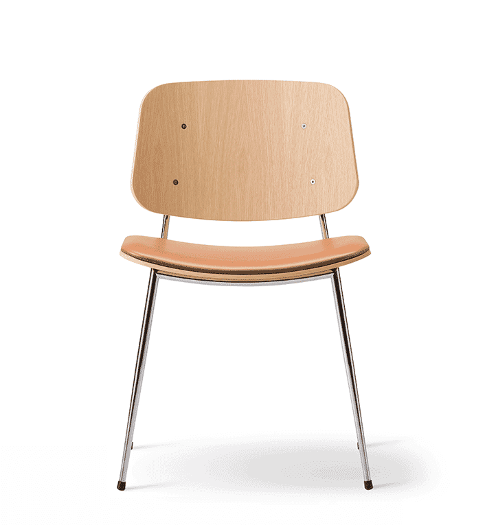 Søborg stolen 3061 - Eg/Krom/Cognac Lædersæde