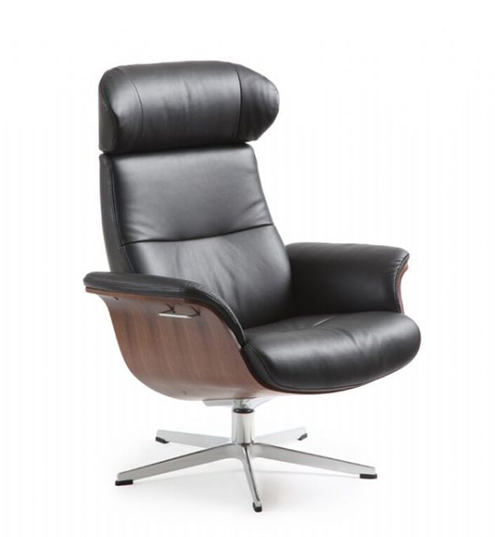 Timeout lænestol - Valnød m. sort læder