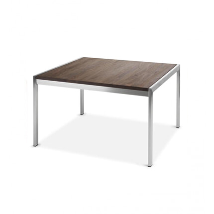 Florida sofabord 80x80x45 - Valnød/Rustfrit stålstel