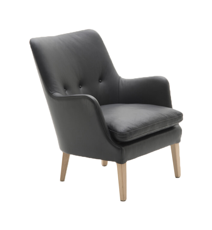 AV53 lænestol - Sort Arizona Læder/Eg