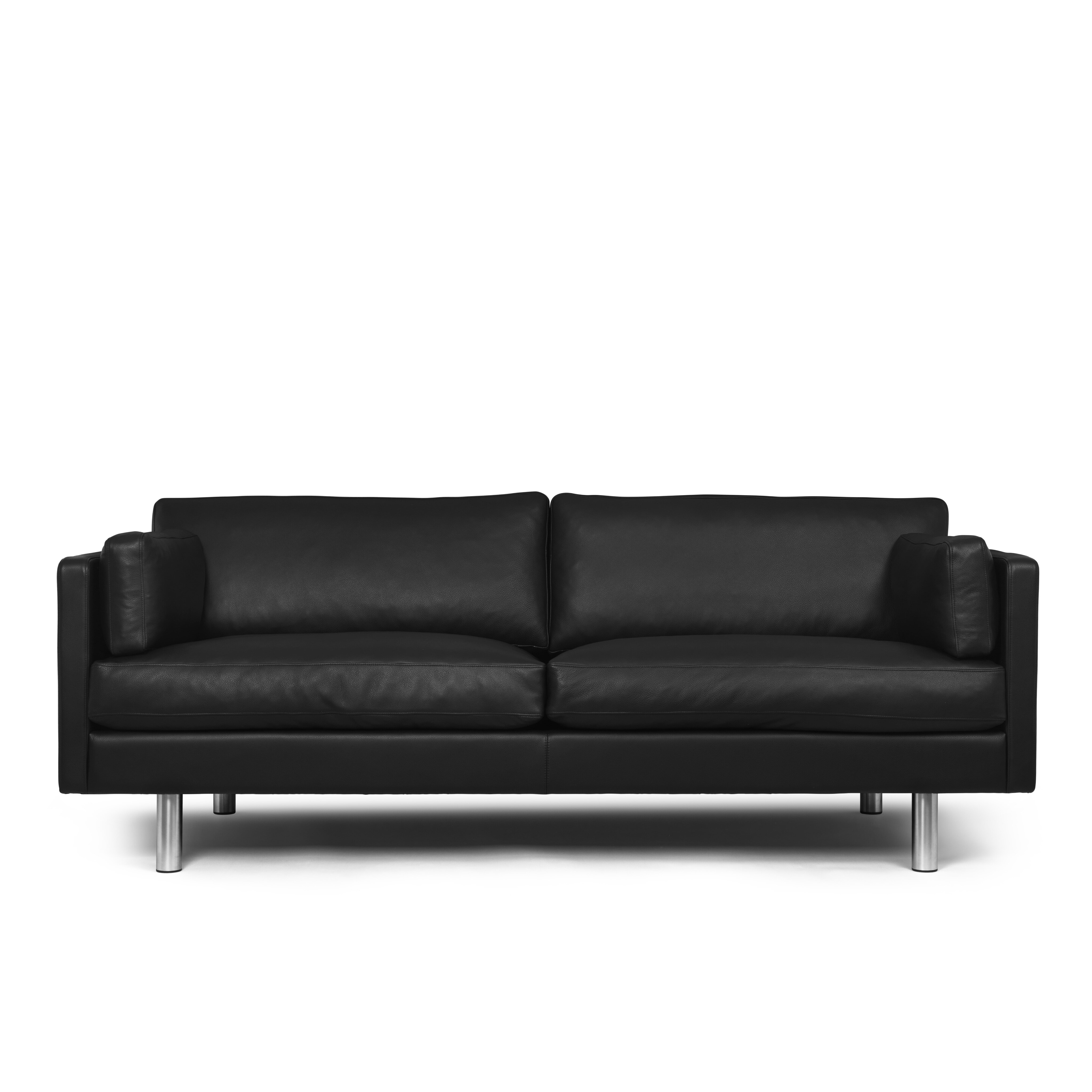 HUBERT Sofa 3½-pers. m. armpuder - Sort læder