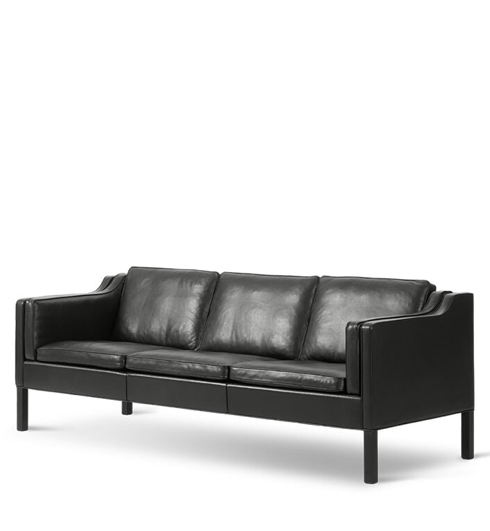 Mogensen 2213 Sofa - Eg Sort Lak / Sort Primo læder