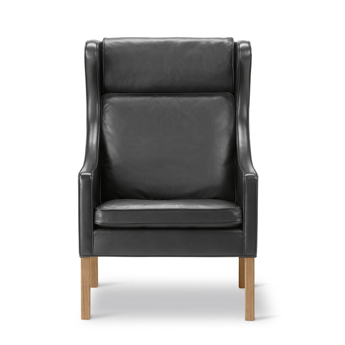 Øreklapstol 2204 - Sort primo læder- Børge Mogensen