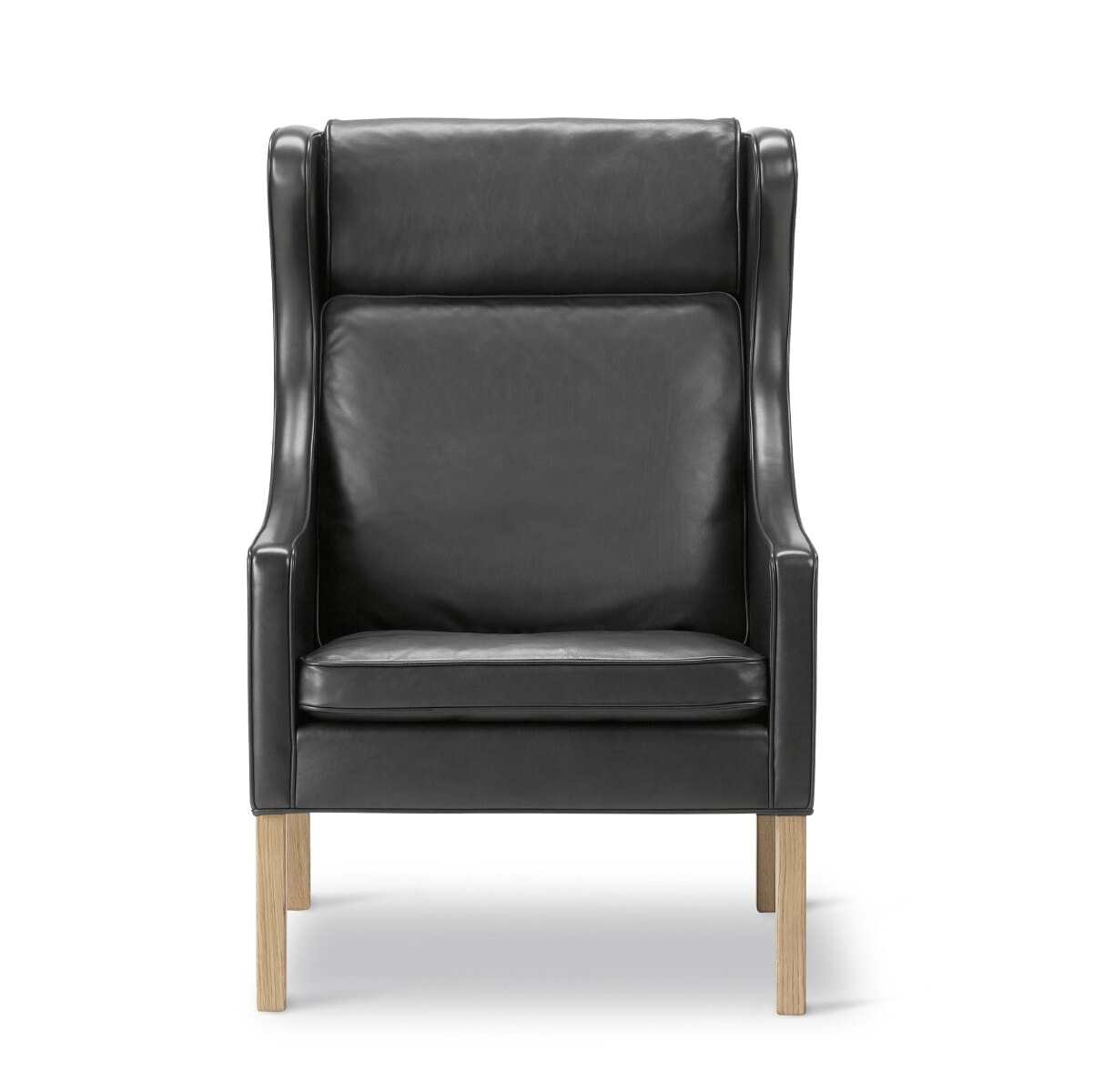 Mogensen 2204 Øreklapstolen - Eg Sæbe/Sort Primo læder