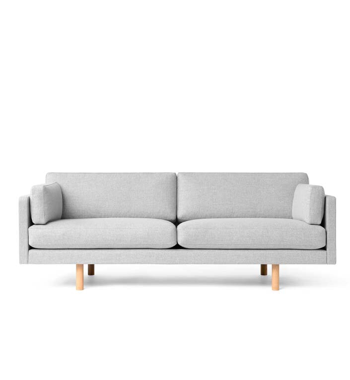 EJ220-2062 Sofa 3-pers. Sæbebehandlet eg/Margrethe stof - Silver Melange