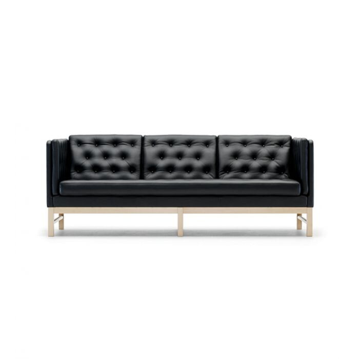 EJ315 sofa 3 pers. m/Sort Primo læder, Eg sæbe