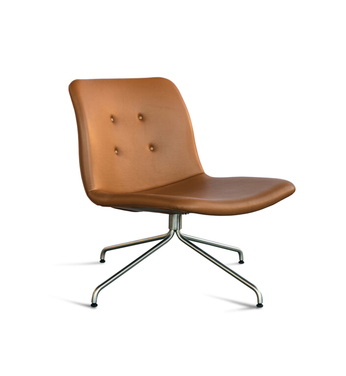 Primum loungestol - Cognac læder/Børstet Stål