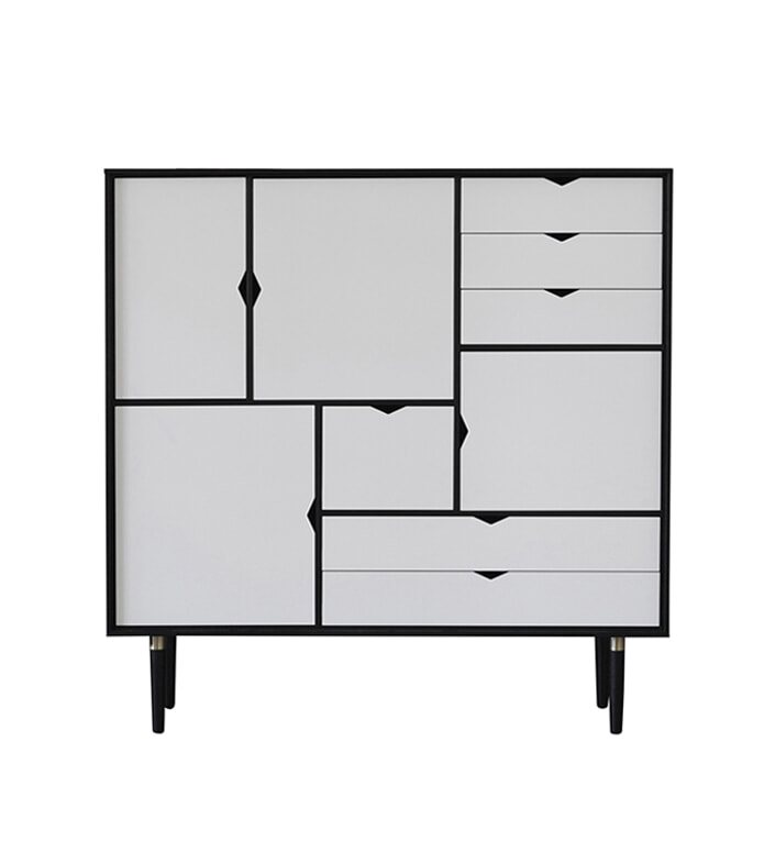 ByKato S3 skab - Sort m. hvide fronter