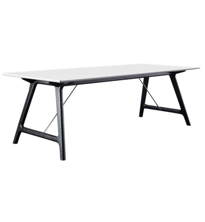 T7 Udtræksbord - Hvid laminat/Sort Lak