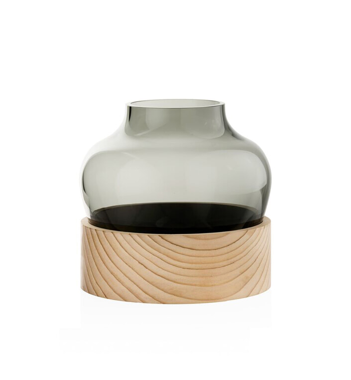 Lav vase smoke/wood