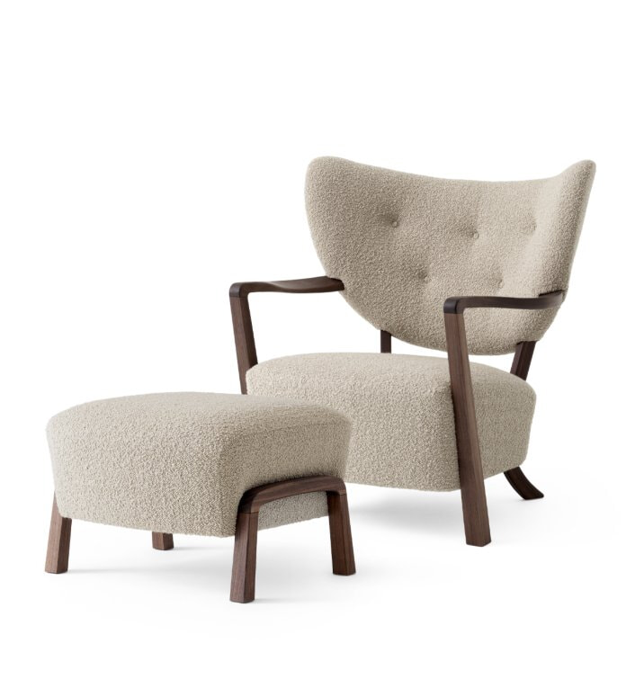 ATD2+ATD3 Wulff Lænestol & Skammel - Valnød